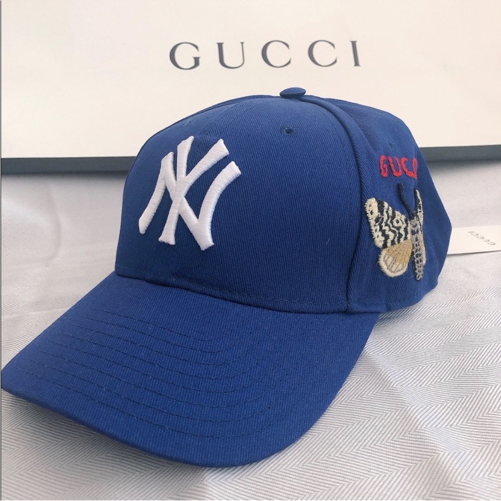 NWT Gucci NY Yankees Patch Baseball Cap in Blue